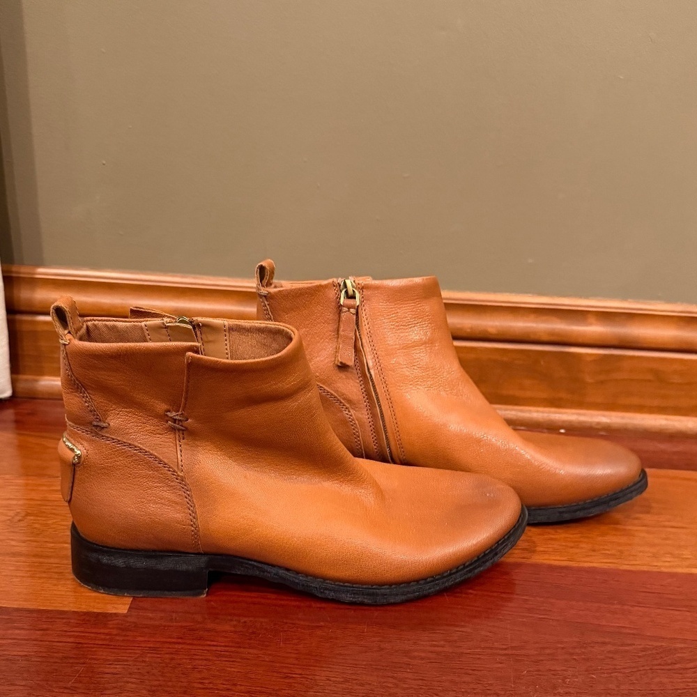Franco Sarto Women's Caramel Brown Leather Ankle Boots, Boho, Size 10M